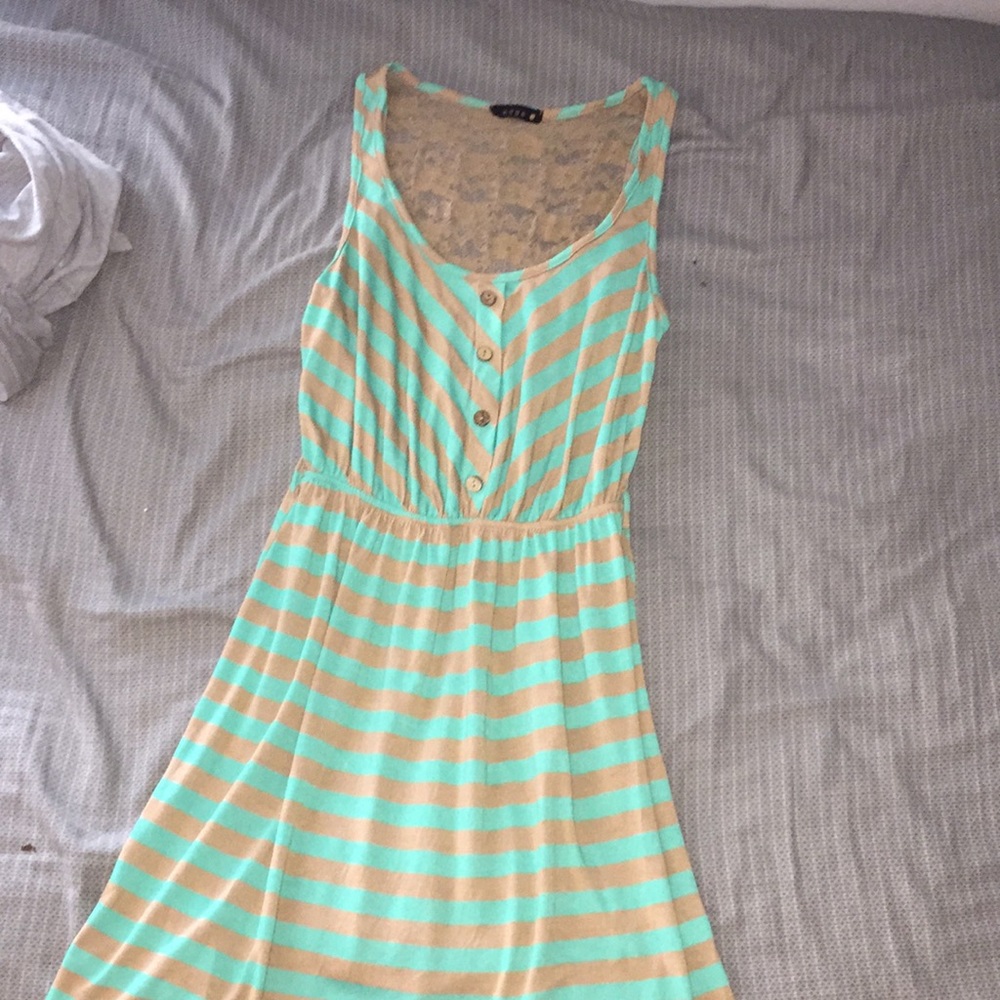 Stripe brown and mint green dress